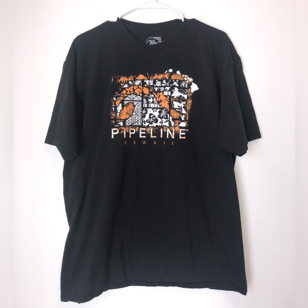Pipeline Hawaii Men's Short Sleeve Graphic Tee - Black/Orange